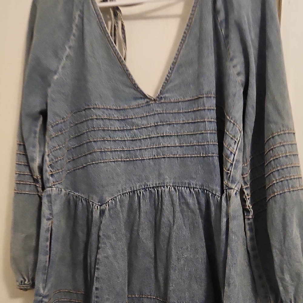 Denim V-Neck Women's Dress